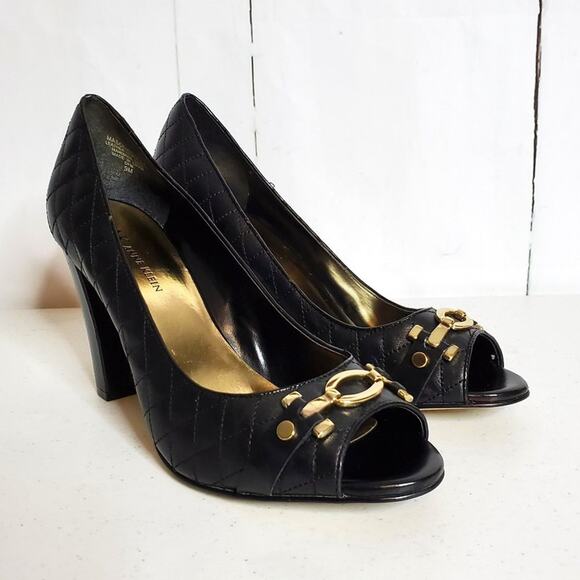 AK Anne Klein Shoes - AK Anne Klein Quilted Leather Peep Toe Pumps Heels 9M